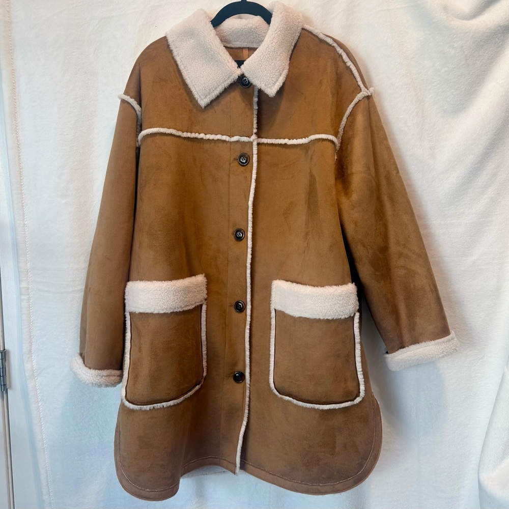 UGG Women’s Brown Real Shearling Coat • NWT • P2P 27” • 37” Length